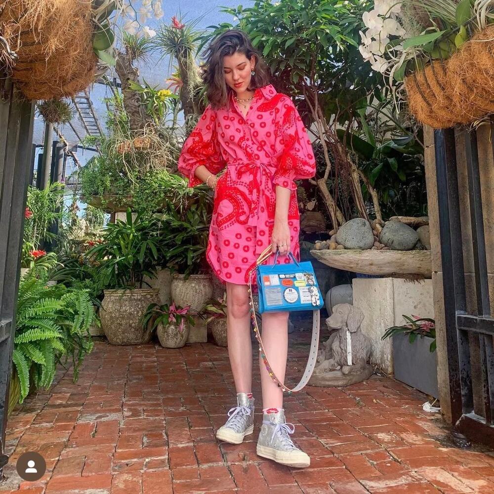 FARM Rio Pink and Red Midi Dress